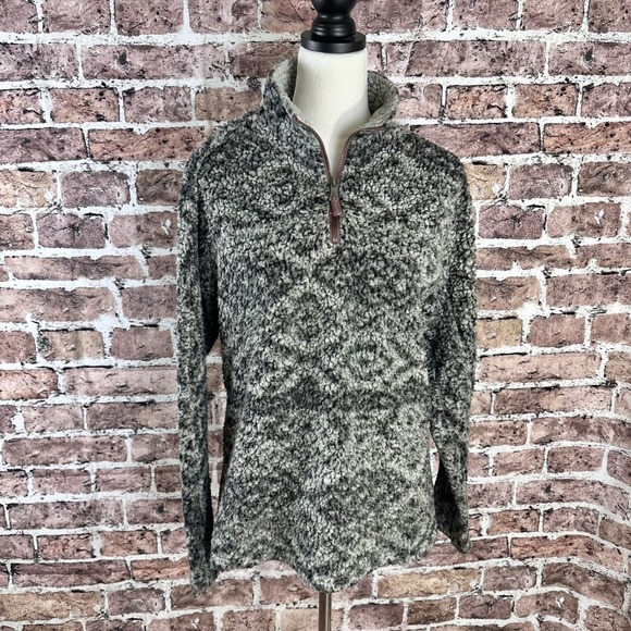 True Grit Tops - True Grit Sherpa Fleece Quarter Zip Pullover Women's Size M Gray Black